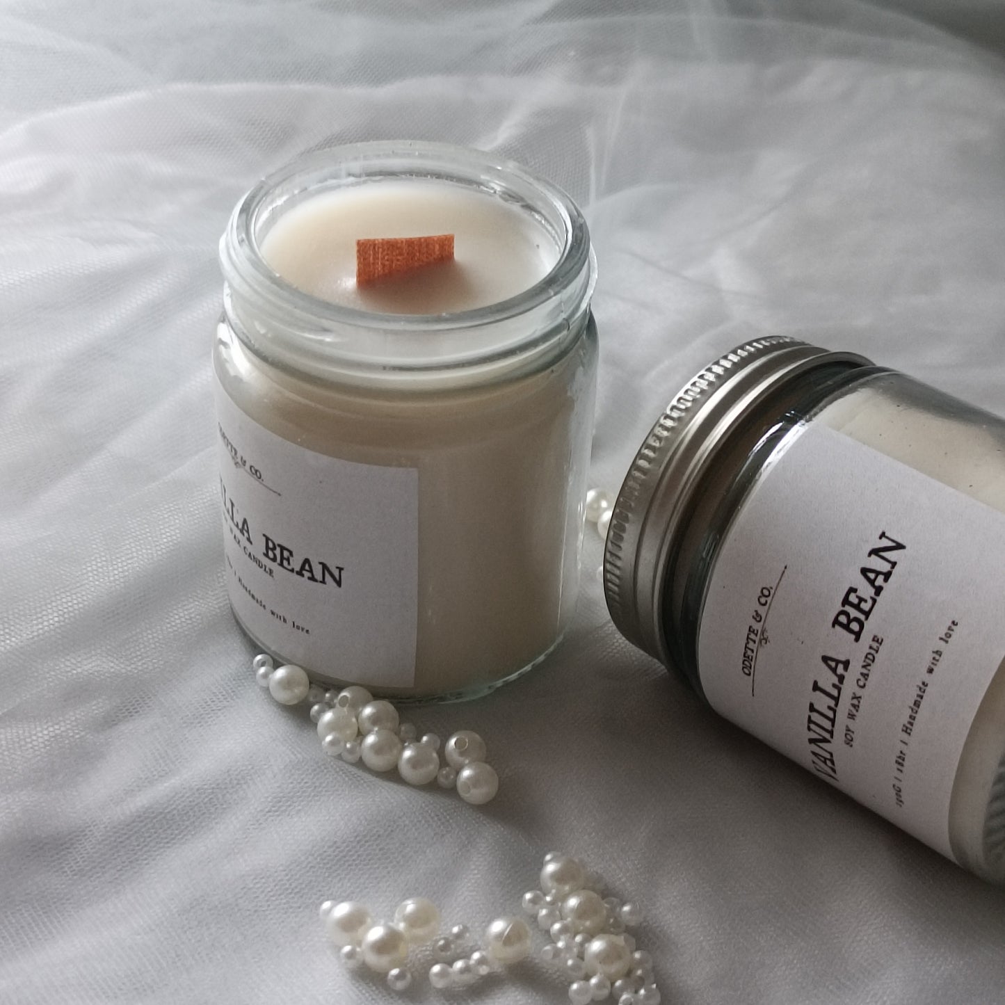 Jar Candles with Wooden Wick (set of 2)