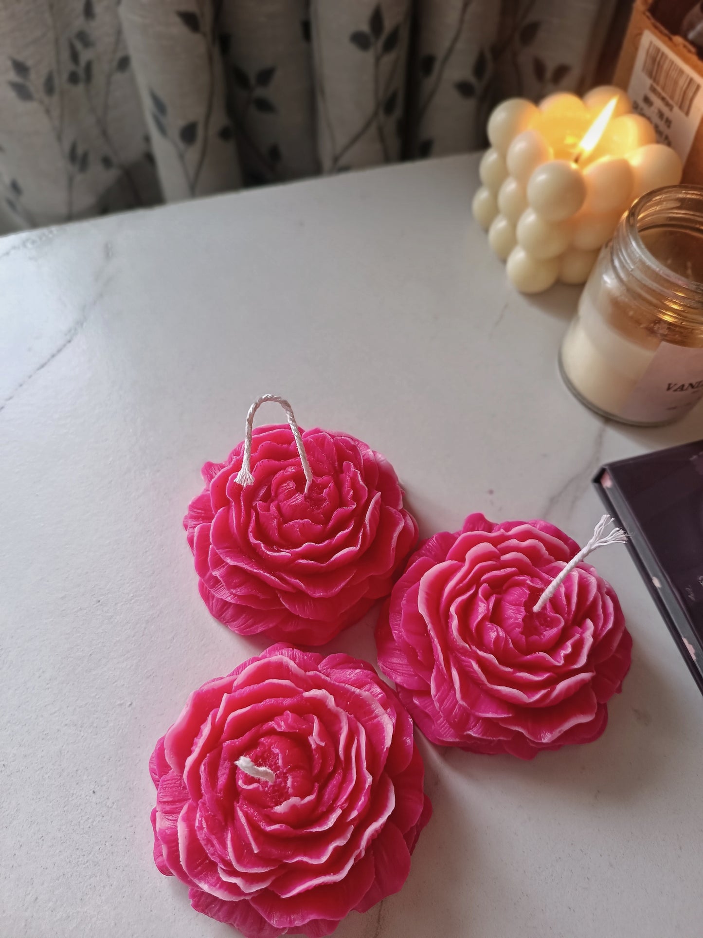 Pink Peony Candles - Set of 2