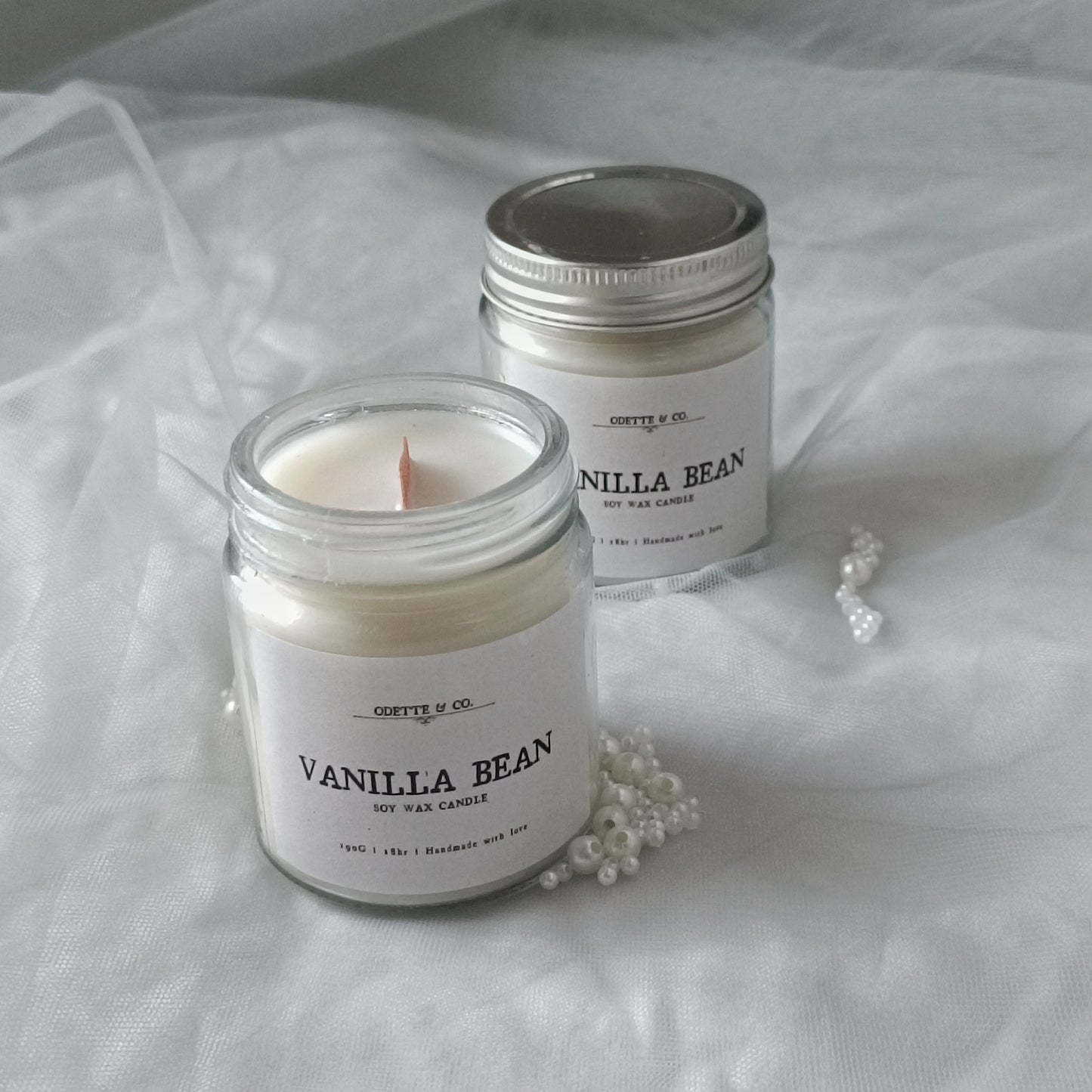 Jar Candles with Wooden Wick (set of 2)