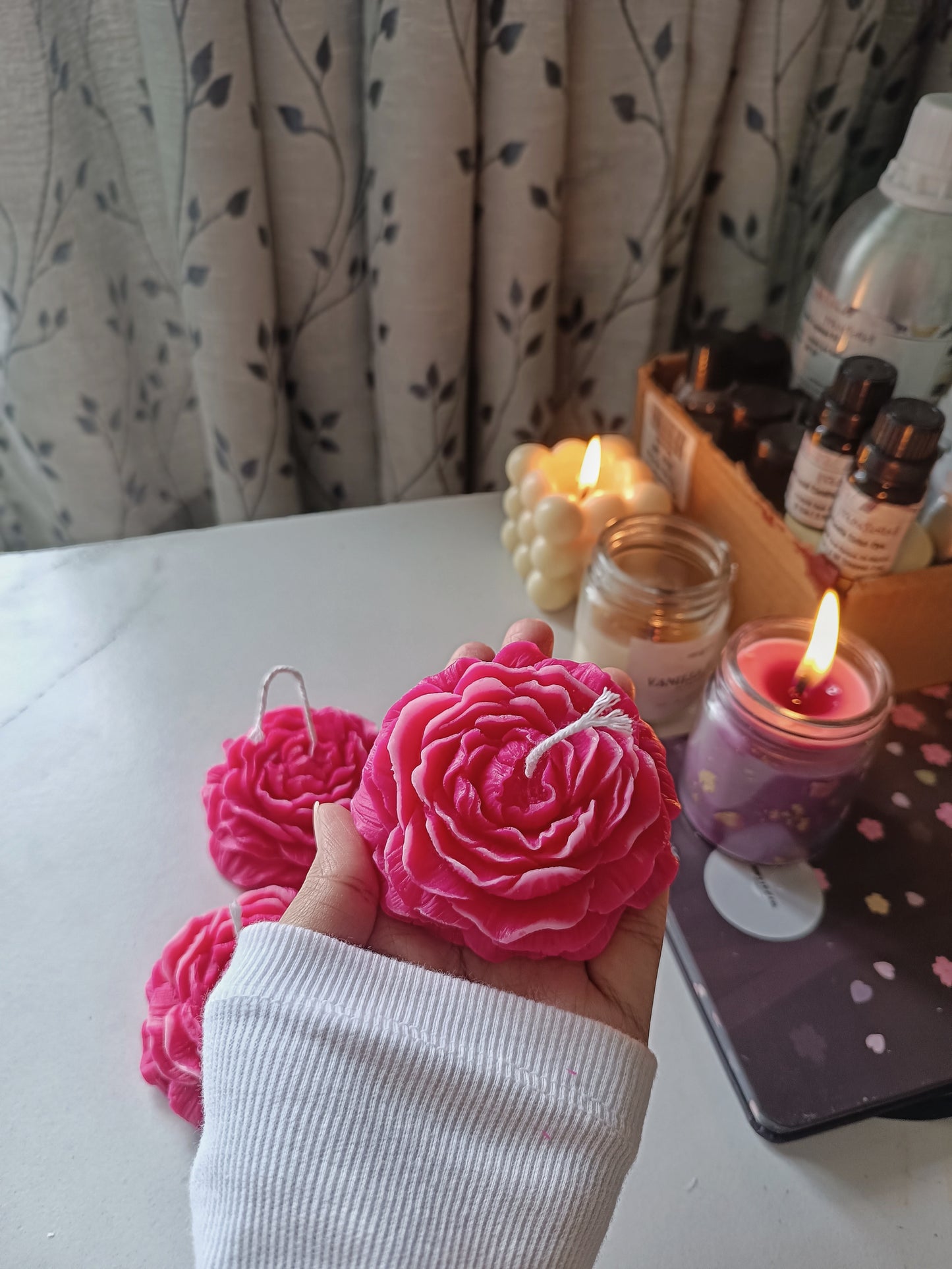 Pink Peony Candles - Set of 2